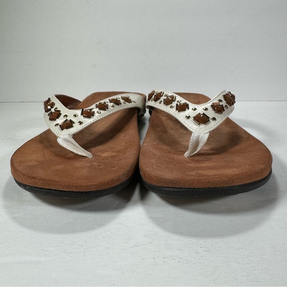 Vionic Floriana White Beaded Thong Comfort Flip Flop Sandals Women’s Size 12 - Picture 4 of 12